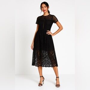 River Island Black Lace Midi Dress